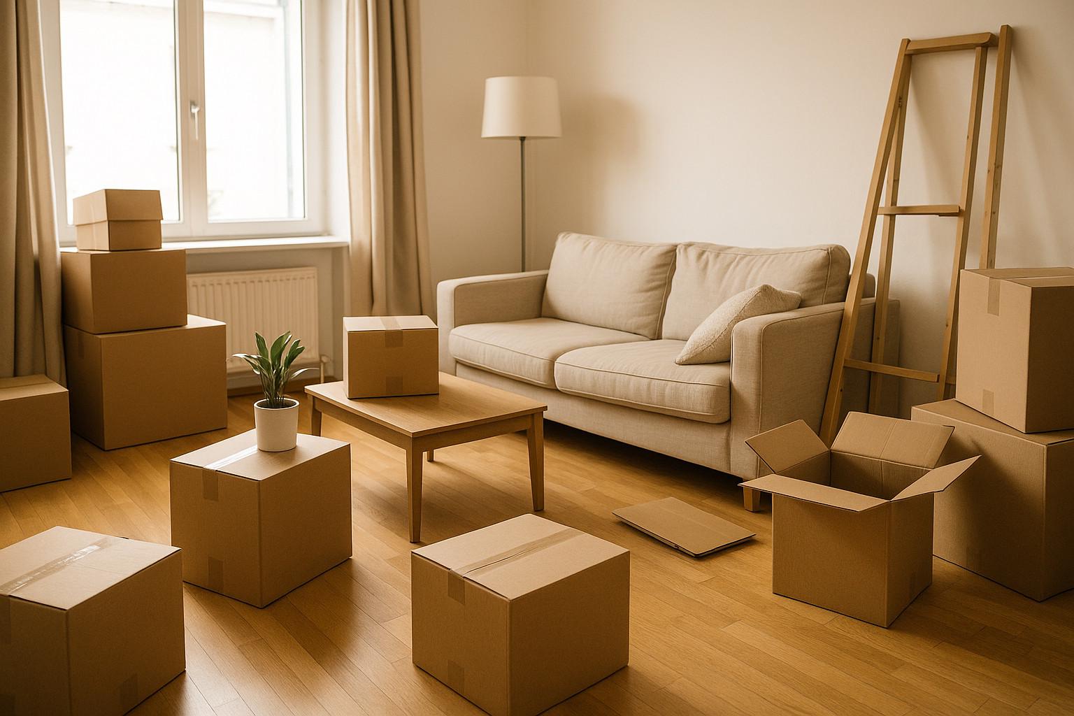 salón a medio desmontar y meter en cajas porque hay una mudanza próxima