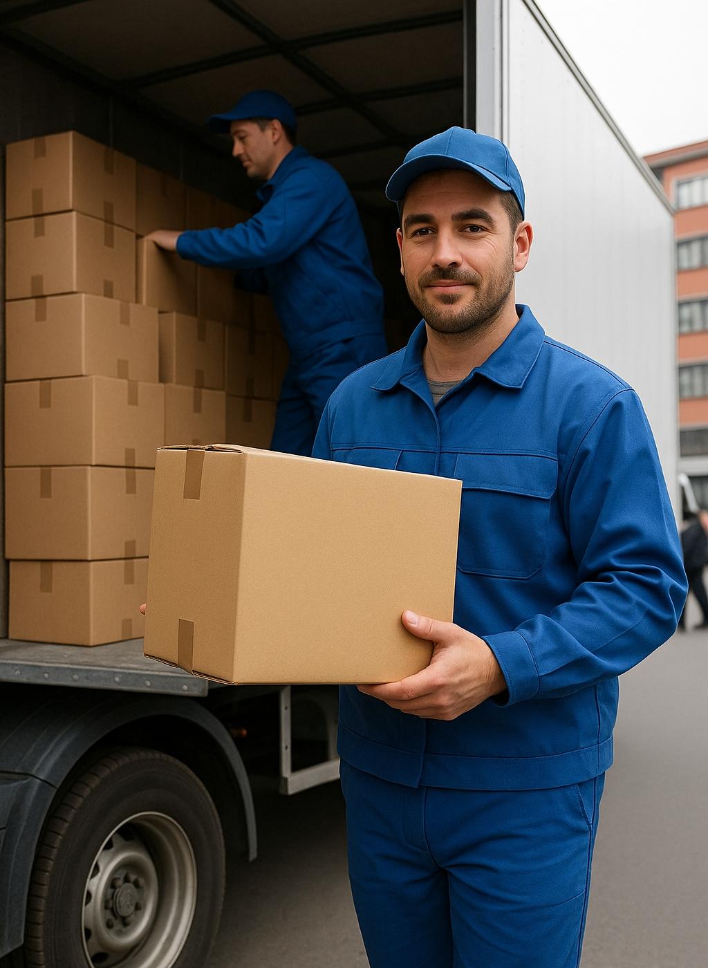 cargando unas cajas de una mudanza en mudanzascatalunya.com